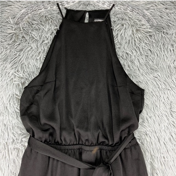 Express Asymmetric Hem Dress Women's Sz M Black Halter Ruffle Whimsigoth - Picture 7 of 11